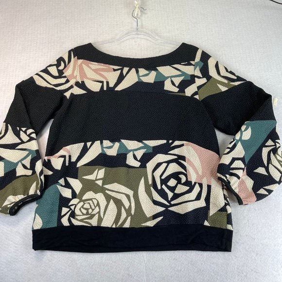 Vintage WESTON Womens XL Black Abstract Floral Multi Long Sleeve Sweater - Picture 2 of 10